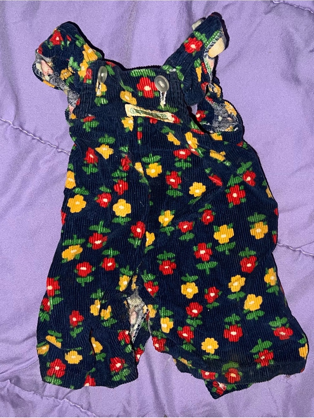Vintage 1980s Cabbage Patch Kids floral corduroy overalls- Authentic